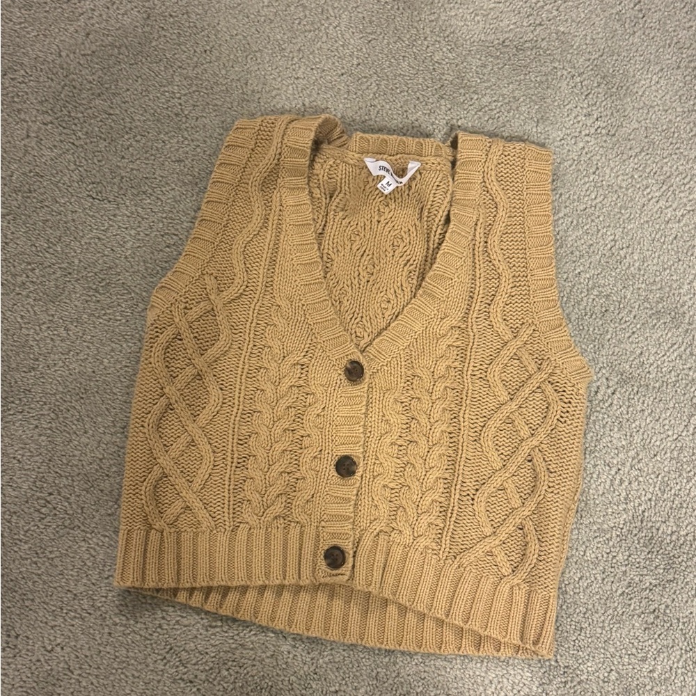 Cable Knit Tan Sweater Vest